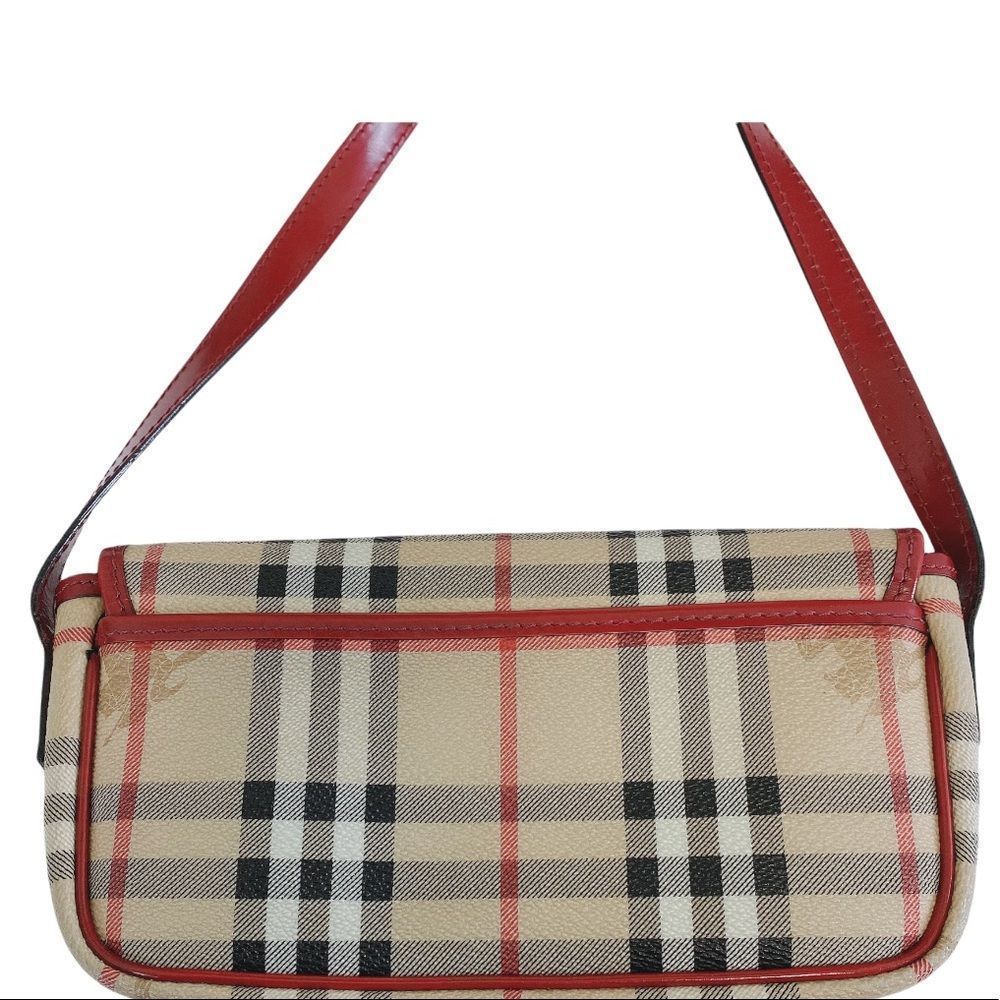 BURBERRY RED, CANVAS LEATHER SHOULDER BAG - Picture 7 of 14
